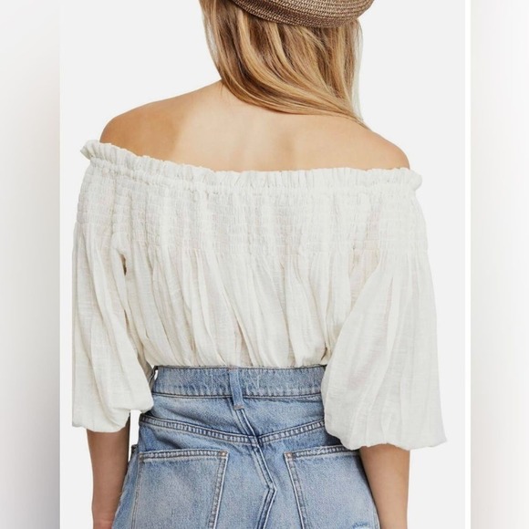 FREE PEOPLE Dancing Till Dawn Off-the-Shoulder Cropped Top, Medium - Picture 5 of 8